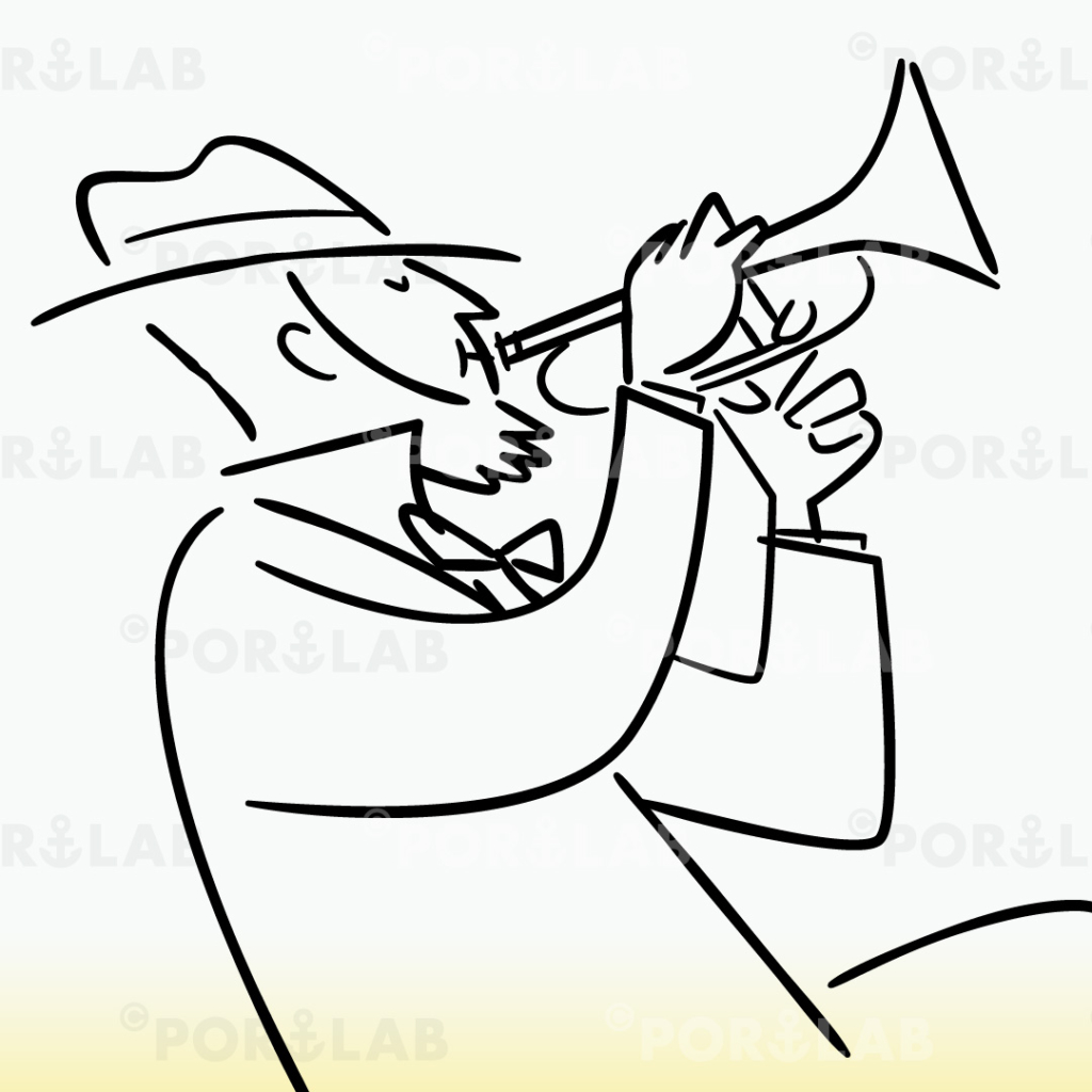 トランペットを演奏する男性のイラスト Portlab